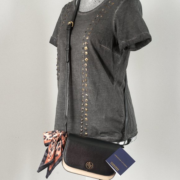 NWT Adrienne Vittadini Black Scarf Crossbody Bag - Picture 2 of 5